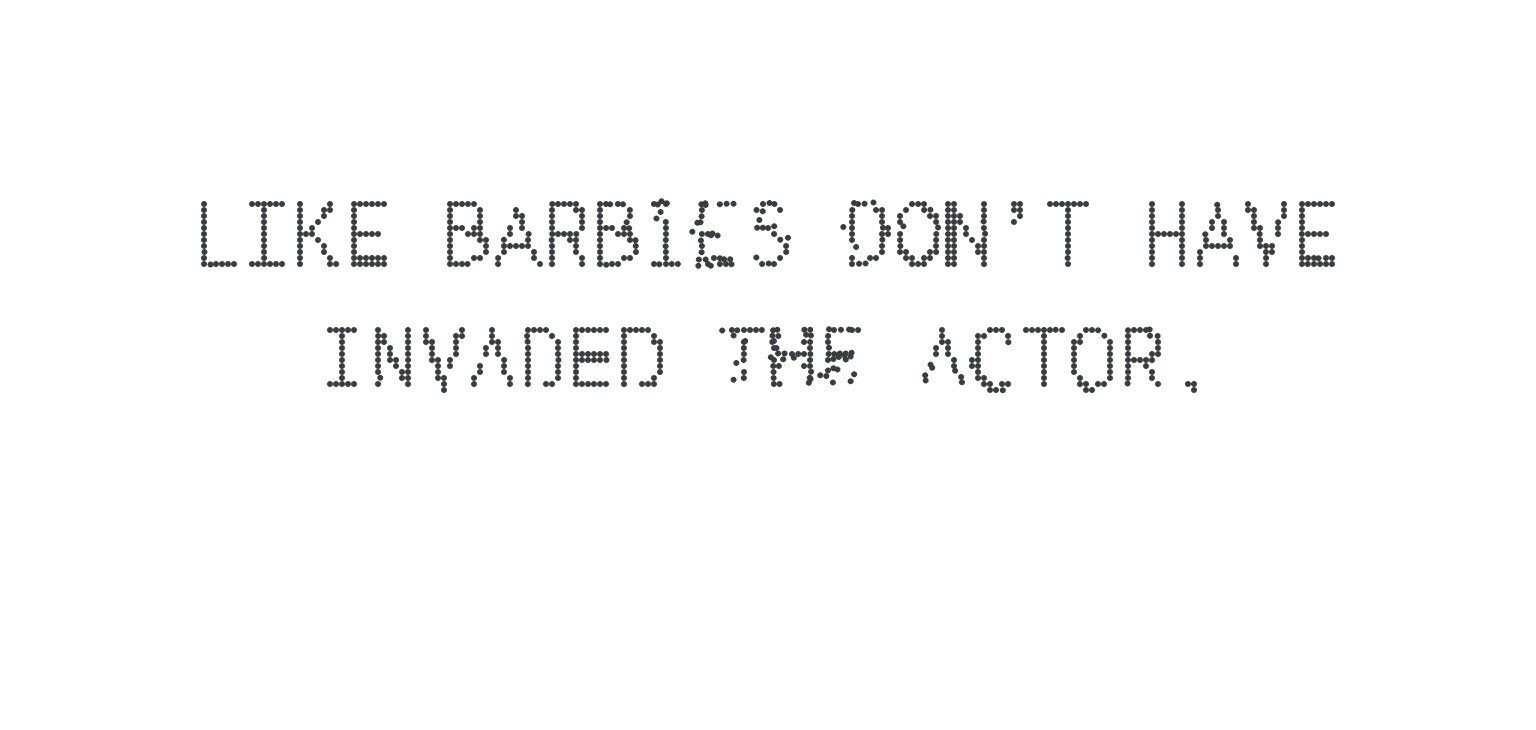 A white picture with incomprehensive text drawn by dots.